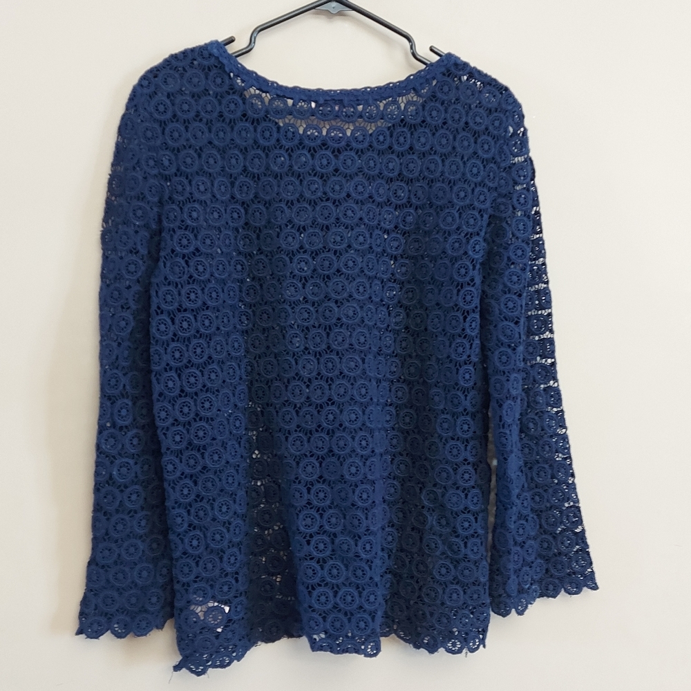 Alberta Ferretti blue crochet lace tunic top Size Medium - Picture 7 of 7